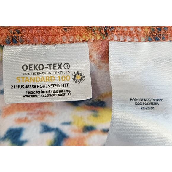 LANDS END Women's Tall L LT Fleece 1/4 Zip Top Floral Orange Green Soft 42" - Picture 8 of 8